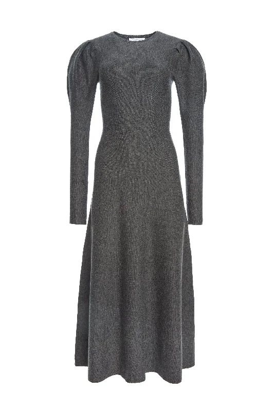 Maxi dresses with floral chiffon -Hannah Knit Maxi Dress in Charcoal Melange Merino Wool Cashmere