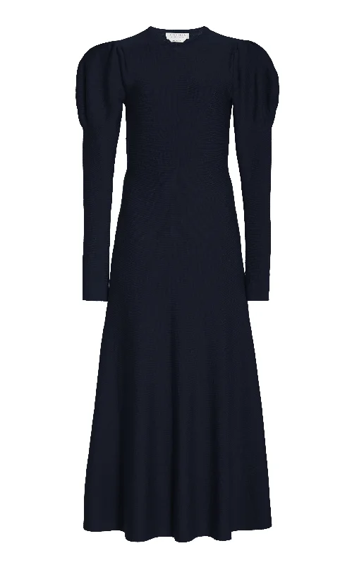 Maxi dresses for garden parties -Hannah Knit Maxi Dress in Dark Navy Merino Wool Cashmere