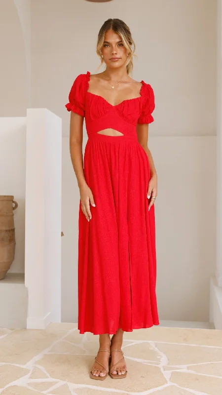 Maxi dresses for chic evening gatherings -Hulu Maxi Dress - Red