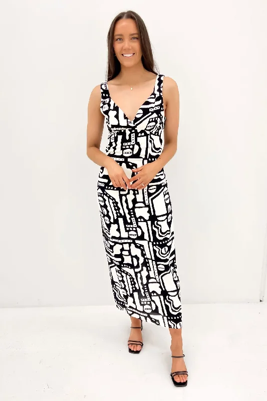 Maxi dresses with ruched details -Imani Maxi Dress Print