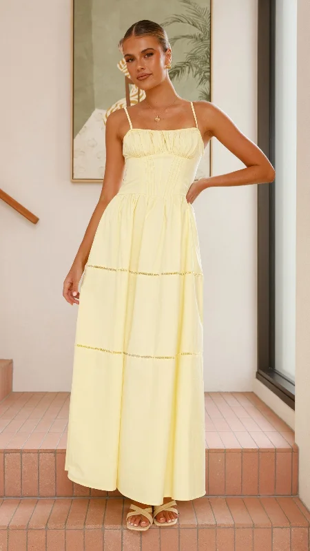 Maxi dresses with ruffled hemline -Isabella Maxi Dress - Yellow