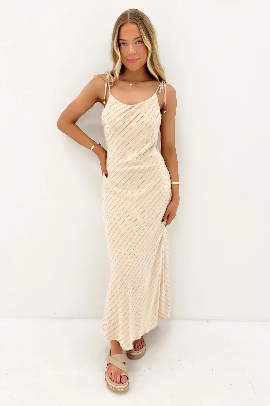 Maxi dresses with sequin bodice and skirt -Isla Maxi Dress Natural