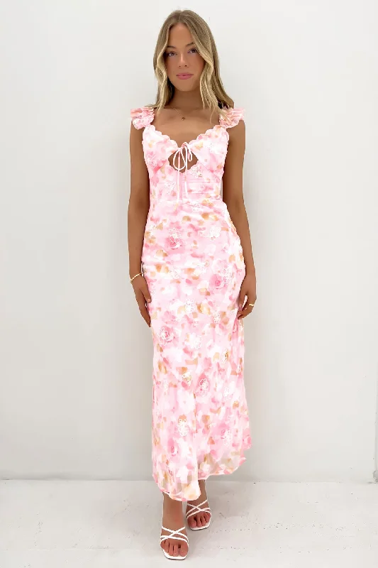 Maxi dresses for winter celebrations -Javier Maxi Dress Pink Lemonade