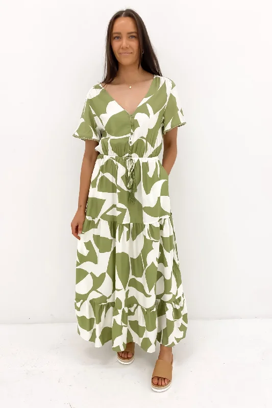 Maxi dresses with bold color-blocking -Jonathan Maxi Dress Sage Abstract