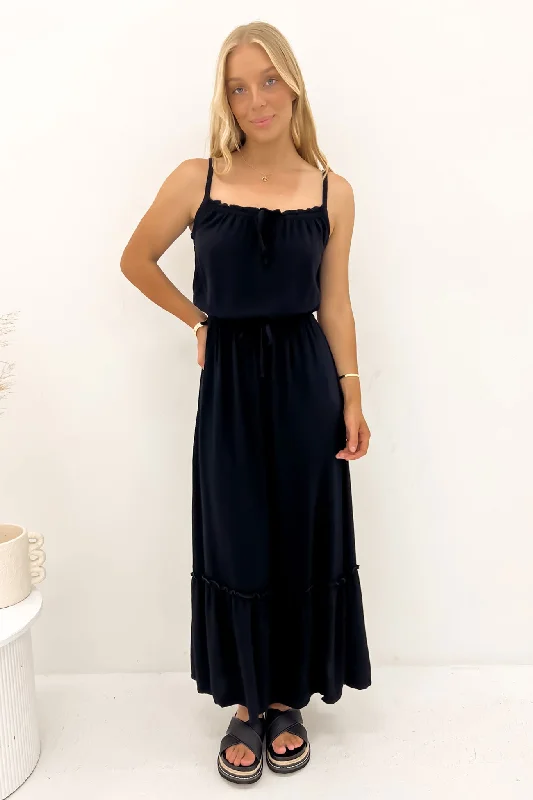 Maxi dresses with luxurious fabric details -Kayla Maxi Dress Black