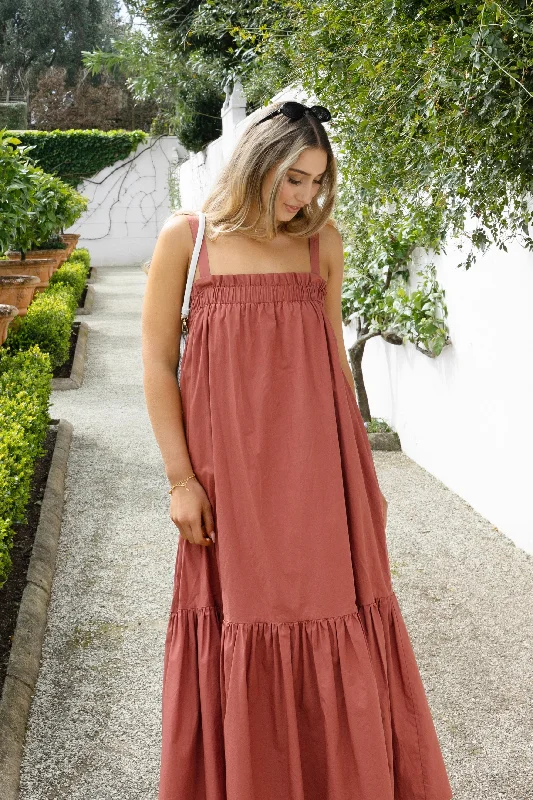 Maxi dresses for a formal outdoor celebration -Louella Terracotta Louella Strappy Maxi Dress