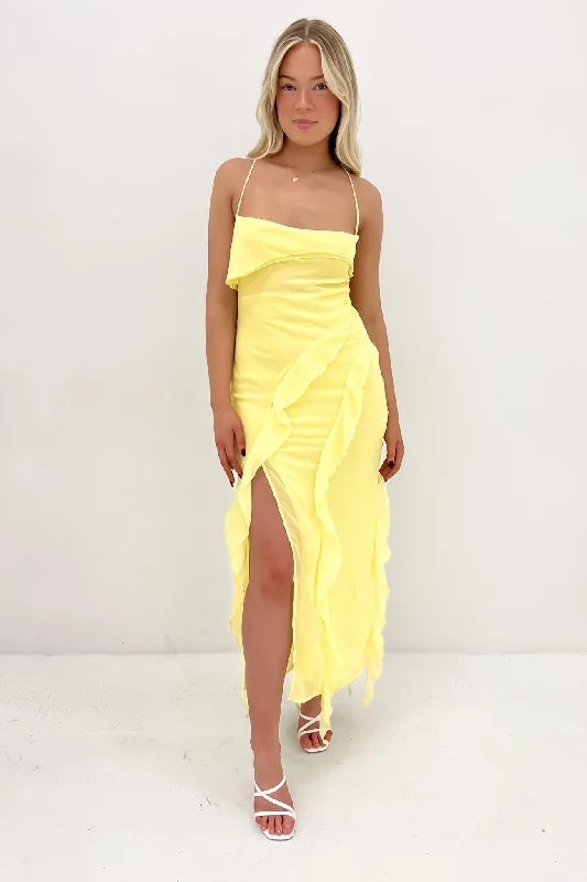 Maxi dresses with layered ruffles -Loz Maxi Dress Yellow