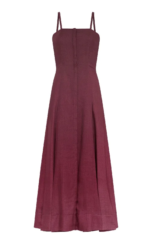 Maxi dresses for high-end formal events -Magritte Maxi Dress in Bordeaux Cashmere Silk Herringbone