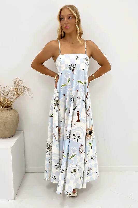 Maxi dresses with patterned fabric -Minnie Maxi Dress Blue Wonderland