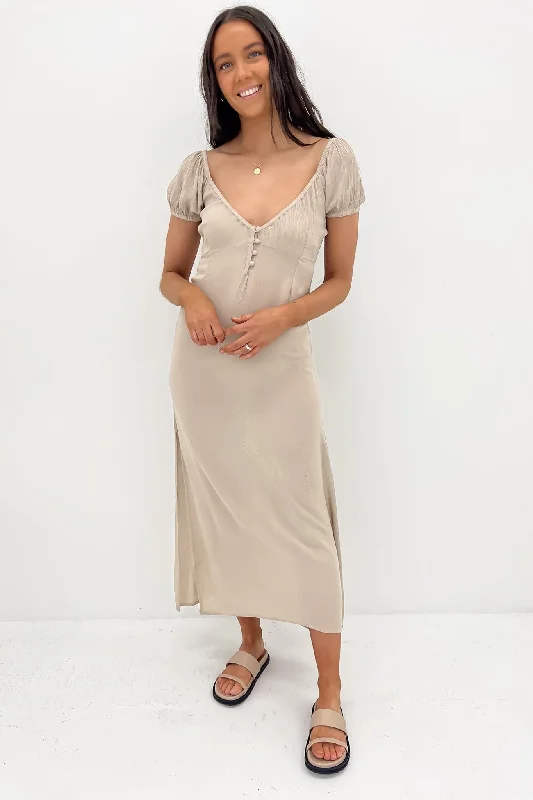 Maxi dresses with flared skirt -Moonblast Maxi Dress Taupe