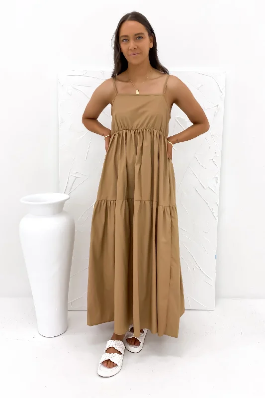 Maxi dresses with romantic floral accents -Nell Maxi Dress Brown