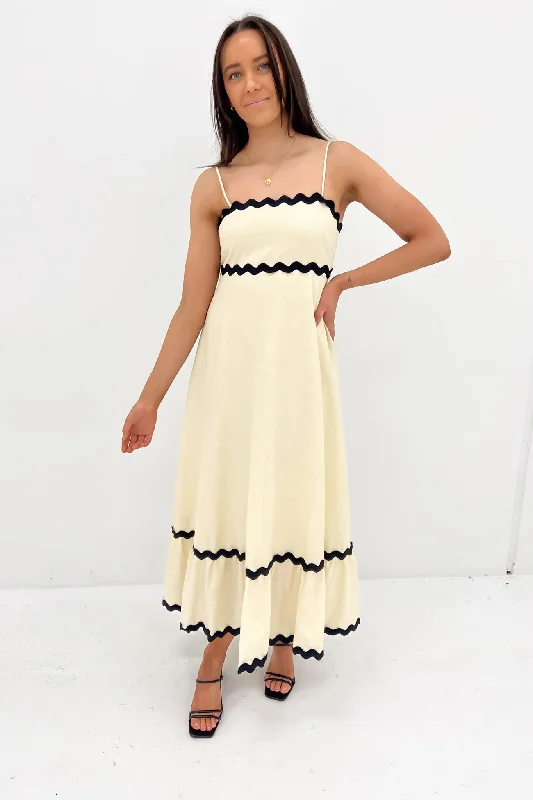 Maxi dresses with an elegant high neckline -Norah Maxi Dress Beige