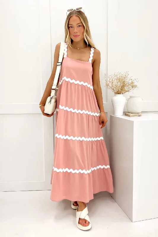 Maxi dresses with romantic lace bodice -Peggy Maxi Dress Blush