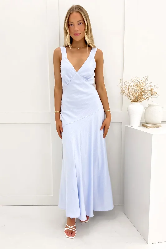 Maxi dresses with detailed embroidery work -Ramona Maxi Dress Blue