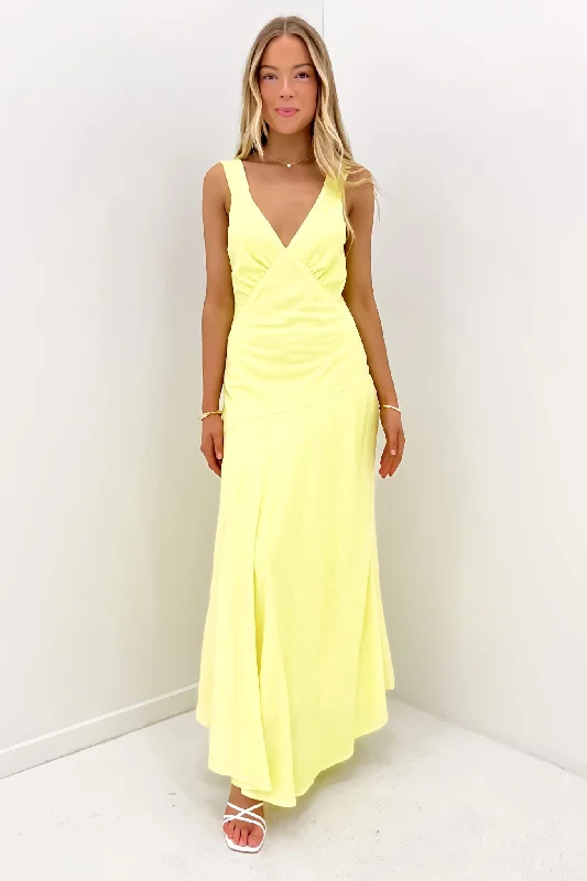 Maxi dresses with ruffled design -Ramona Maxi Dress Yellow