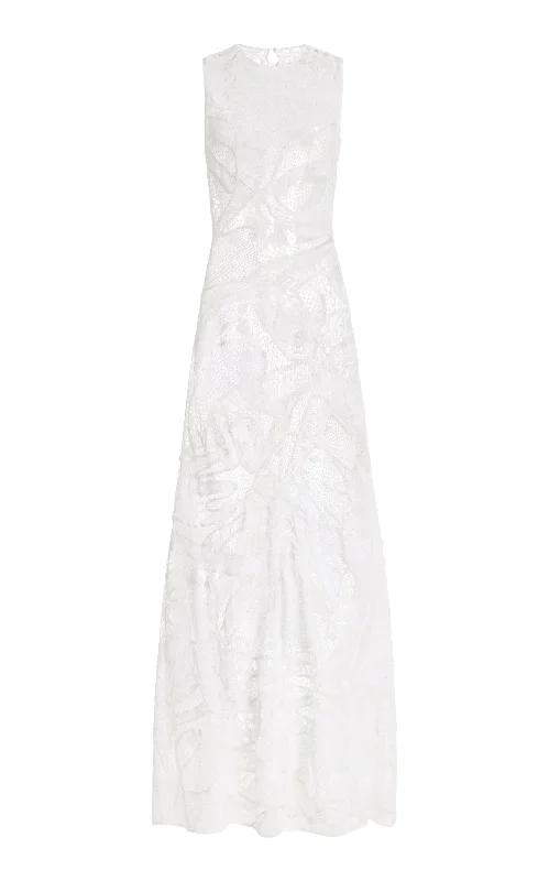 Maxi dresses for bridal parties -Tati Crochet Maxi Dress in White Cotton