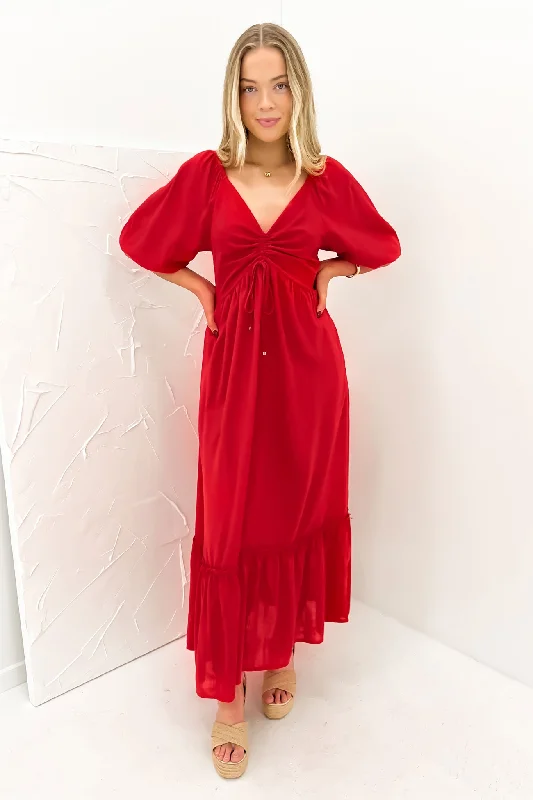 Maxi dresses with elegant floral designs -Tayten Maxi Dress Red