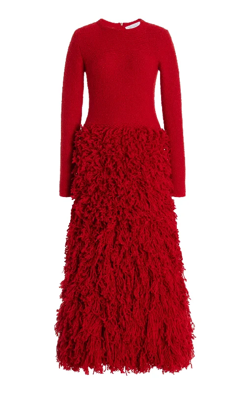 Maxi dresses with boat neck -Turner Knit Maxi Dress in Scarlet Red Virgin Wool Cashmere Silk