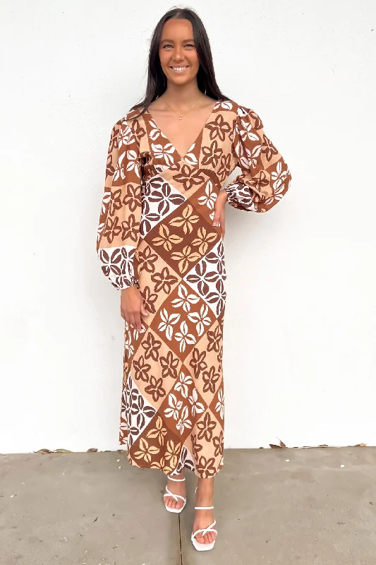 Maxi dresses with backless design -Tylah Maxi Dress Brown Milan