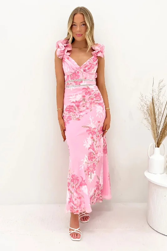 Maxi dresses for evening cocktails -Vance Maxi Dress Pink Whimsical