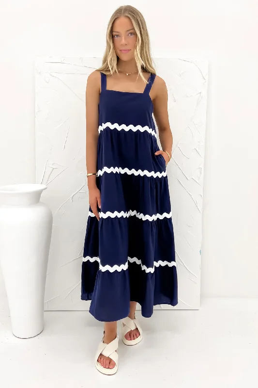 Maxi dresses with layered tulle -Willa Maxi Dress Navy